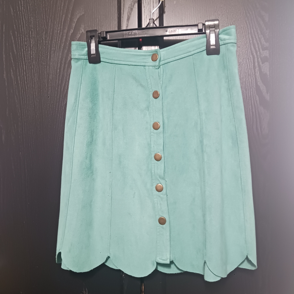 Soprano Seafoam Button-Front Mini Skirt